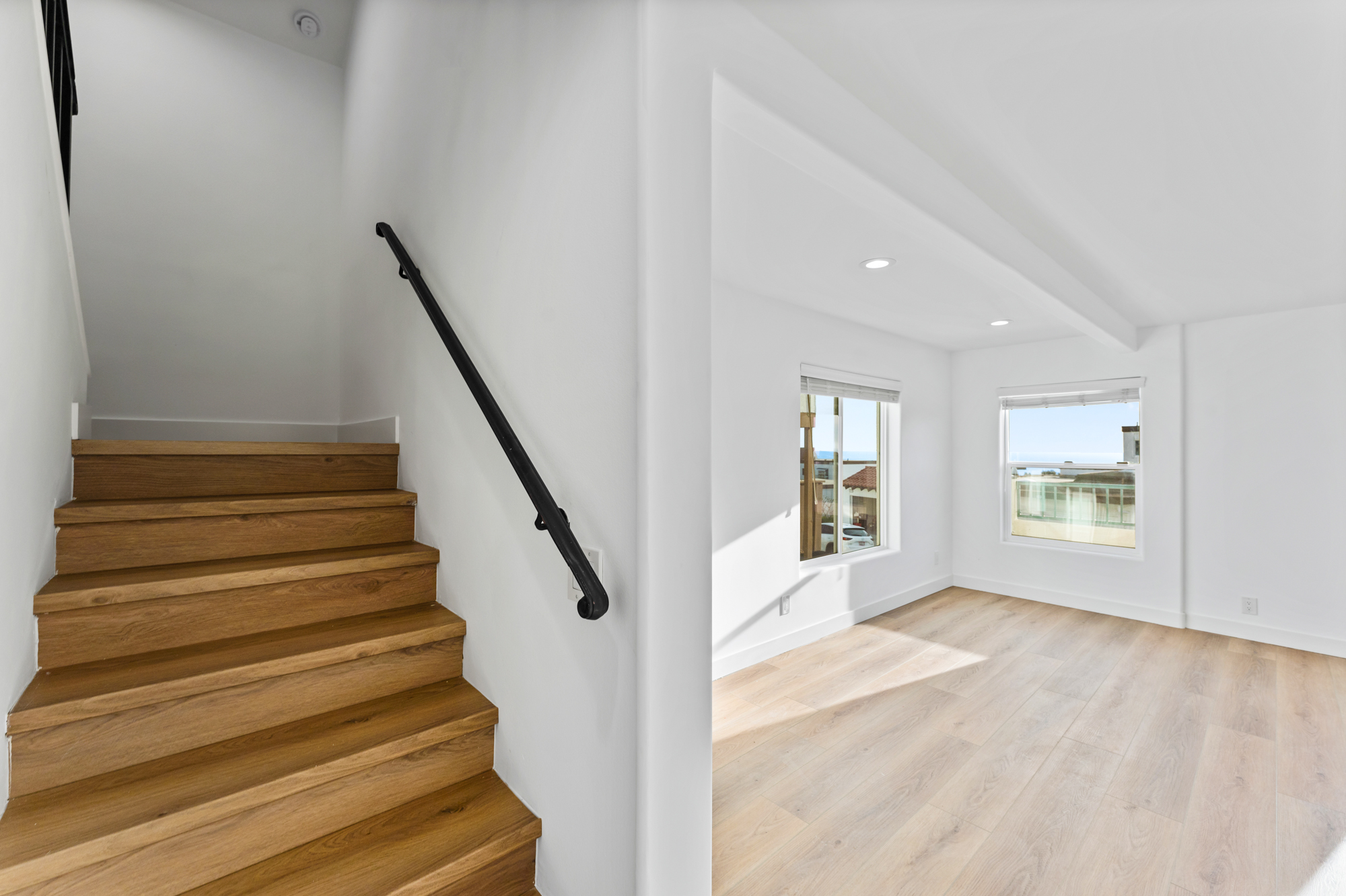 New stairway with handrail